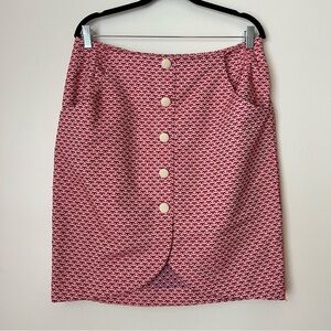 Alice's Pig Red White Front Buttons Brooke's Bavaria Mini Skirt, size 8